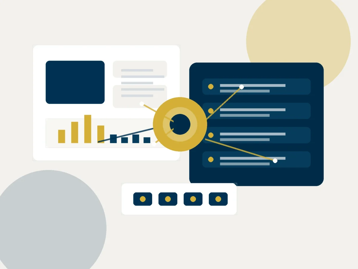 Abstrakte Markerista-Visualisierung zur KI-Entwicklung vom Assistenten zum agentischen Arbeitssystem.